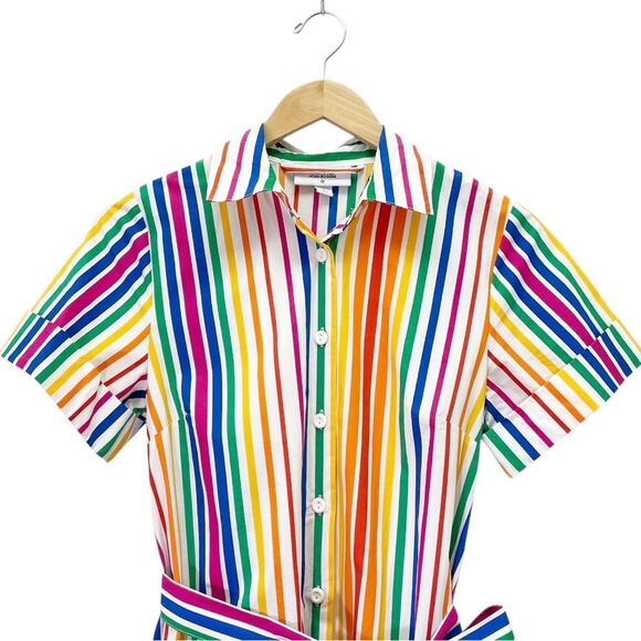 Christopher John Rogers x Target Rainbow Stripe Belted Shirt Dress Size 2 Cotton - Picture 8 of 14